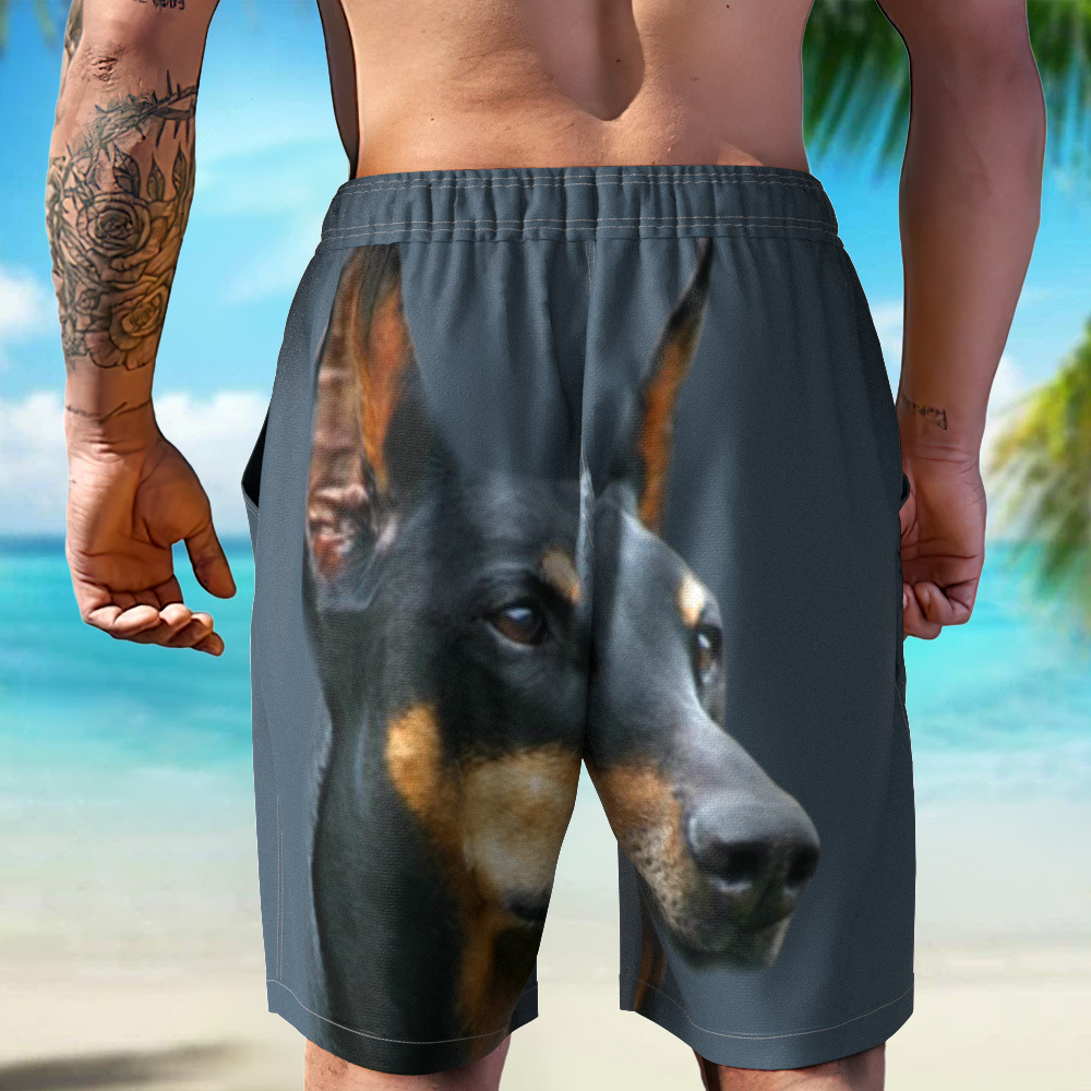 Custom Dog Face Funny Beach Trunks Men's Boxer Briefs - 