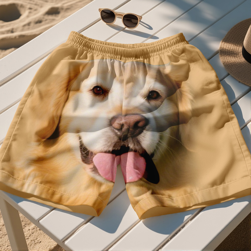 Custom Dog Face Funny Beach Trunks Men's Boxer Briefs - 