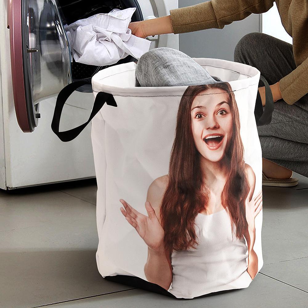 Custom Prints Laundry Basket with Your Photo Gift for Family -