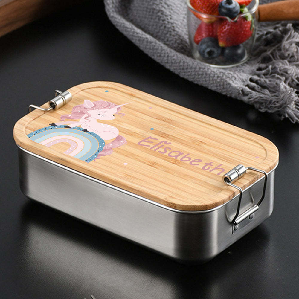 Personalized Lunch Box for Children Custom Stainless Steel Lunch Box with Name Back to School Gift for Children - Myphotowallet
