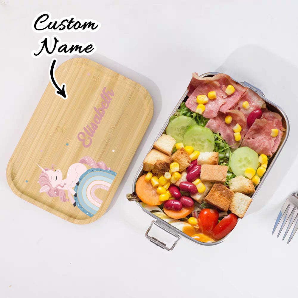 Personalized Lunch Box for Children Custom Stainless Steel Lunch Box with Name Back to School Gift for Children - Myphotowallet