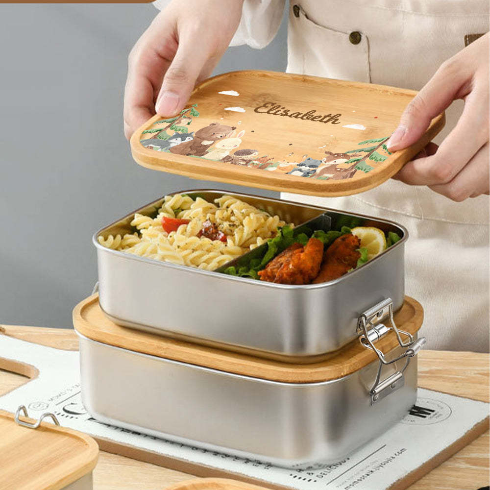 Personalized Lunch Box for Children Custom Stainless Steel Lunch Box with Name Back to School Gift for Children - Myphotowallet