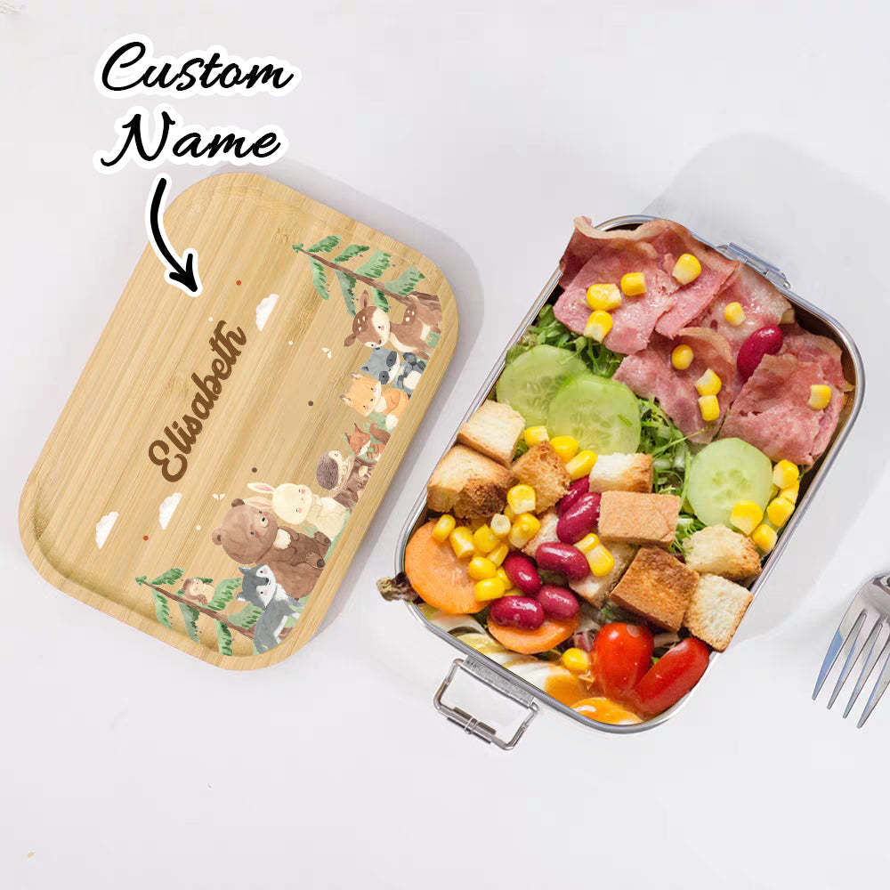 Personalized Lunch Box for Children Custom Stainless Steel Lunch Box with Name Back to School Gift for Children - Myphotowallet