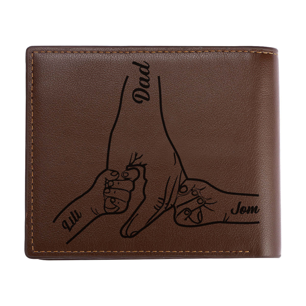 Custom Photo Engraved Leather Wallet Father's Day Gift for Dad - NameNecklace