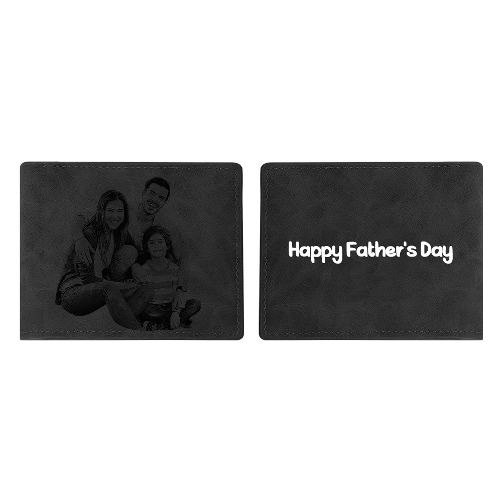 Personalised Photo Wallets Custom Text Mens Wallet With Picture Father's Day Gifts for Men Black and Brown