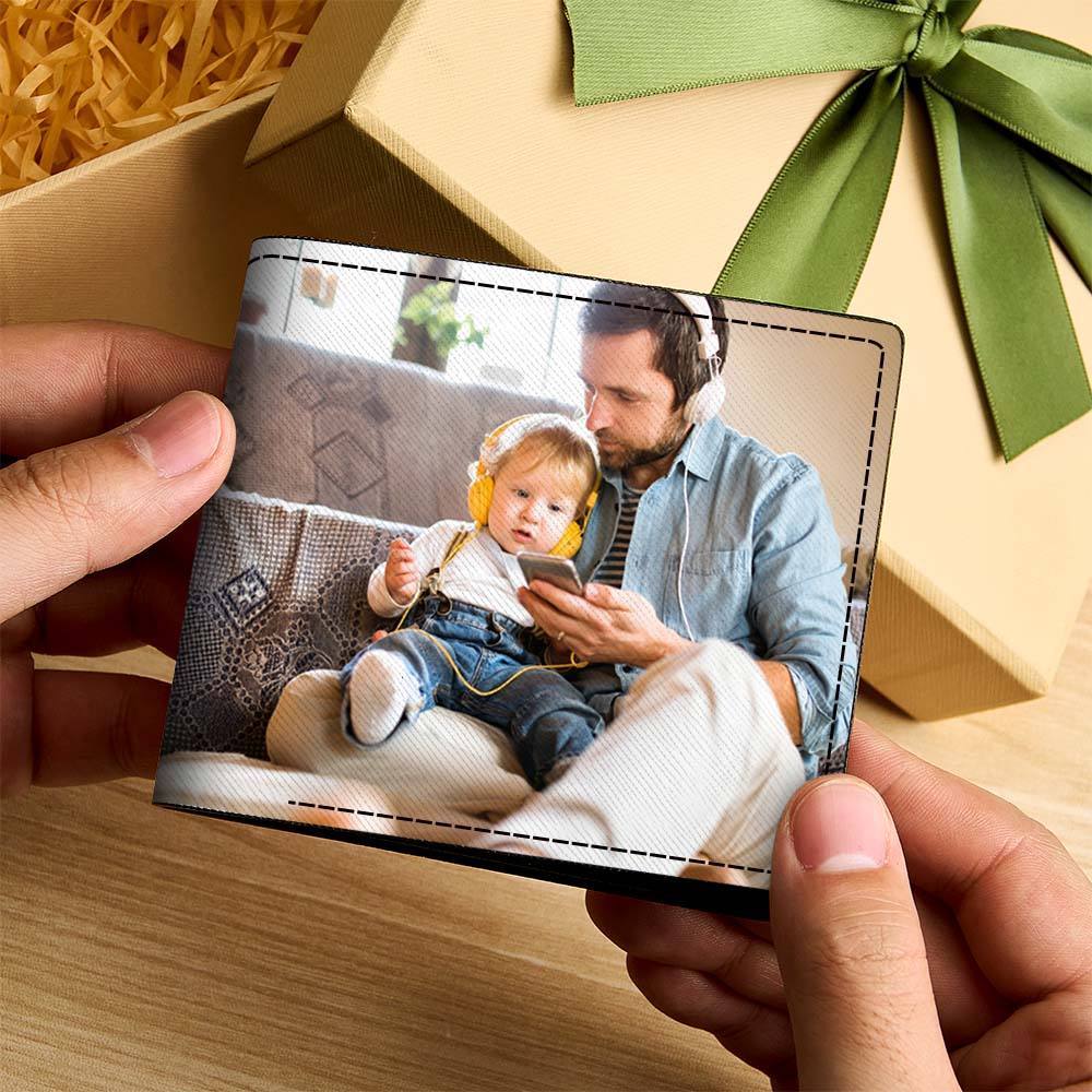 Personalized Photo Men's Wallet with Custom Text on Back Birthday Gifts for Him