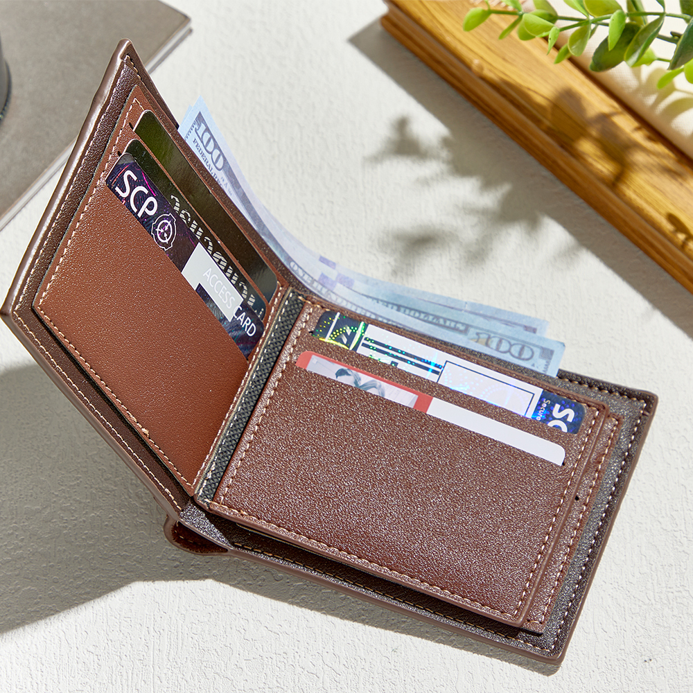 Father's Day Gifts Custom Photo Engraved Name Leather Wallet Personalized Etched Picture Initial Wallet Unique Gift for Him