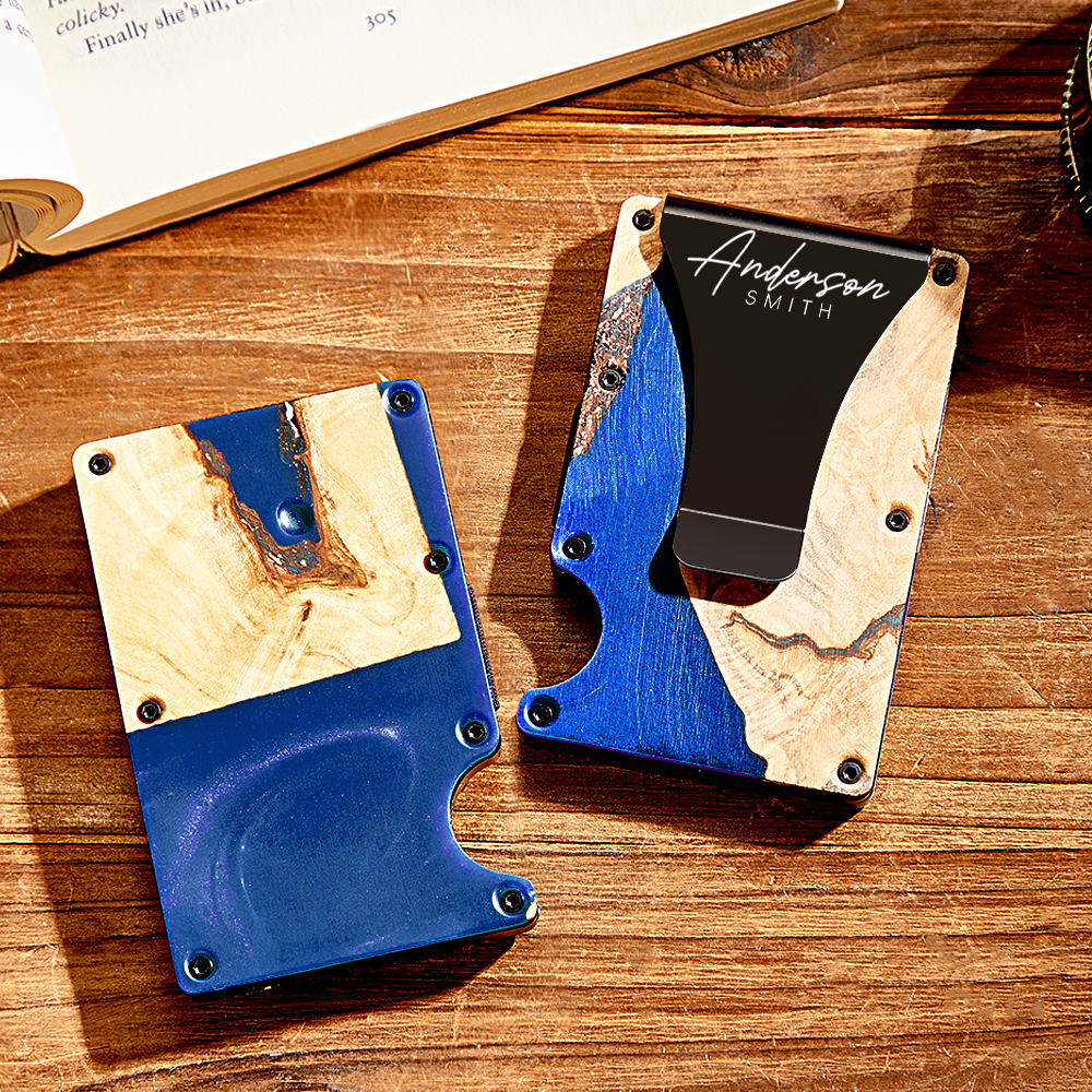 Unique Christmas Gift For Men, Resin Wood Money Clip, Card Holder Wallet, Groomsmen Gifts, Fathers Day Gift, Mens Wallet, Handmade Gift For - 