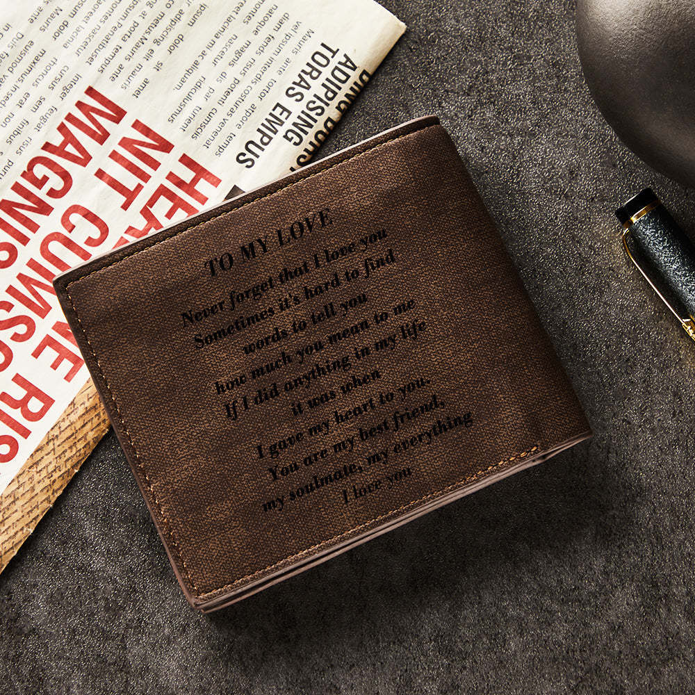 Valentine's Day Gift for Him To My Man Love Personalized Photo Wallet Leather Wallet Engraved Wallet Boyfriend Husband