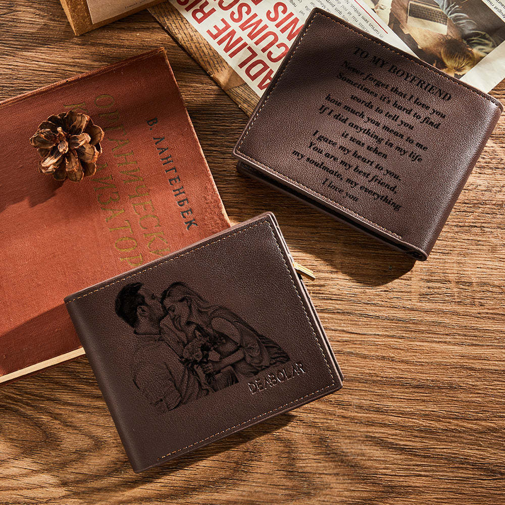 Valentine's Day Gift for Him To My Man Love Personalized Photo Wallet Leather Wallet Engraved Wallet Boyfriend Husband