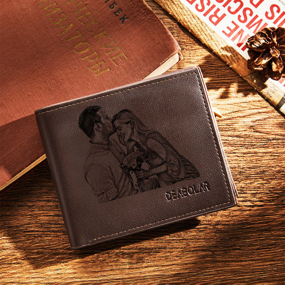 Valentine's Day Gift for Him To My Man Love Personalized Photo Wallet Leather Wallet Engraved Wallet Boyfriend Husband