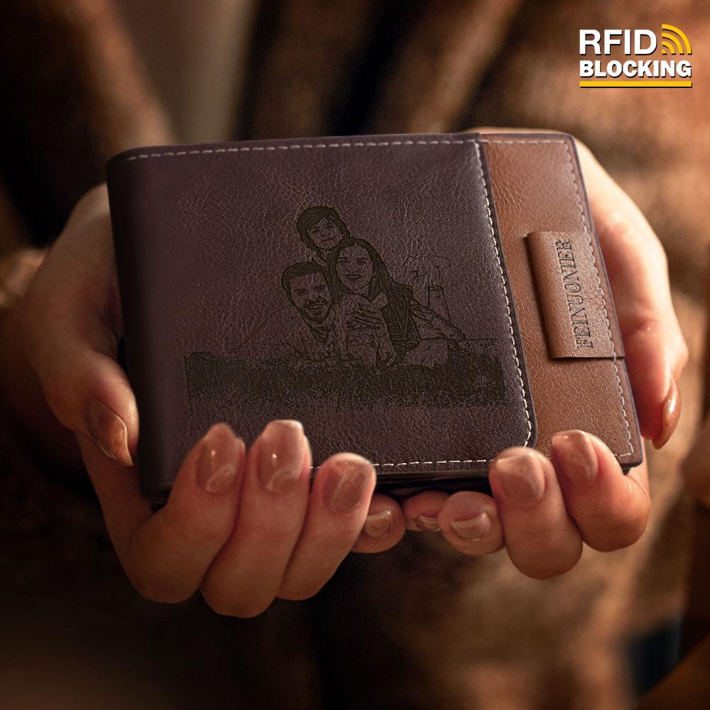 Men's Custom Photo Engraved Wallet RFID Blocking Wallet