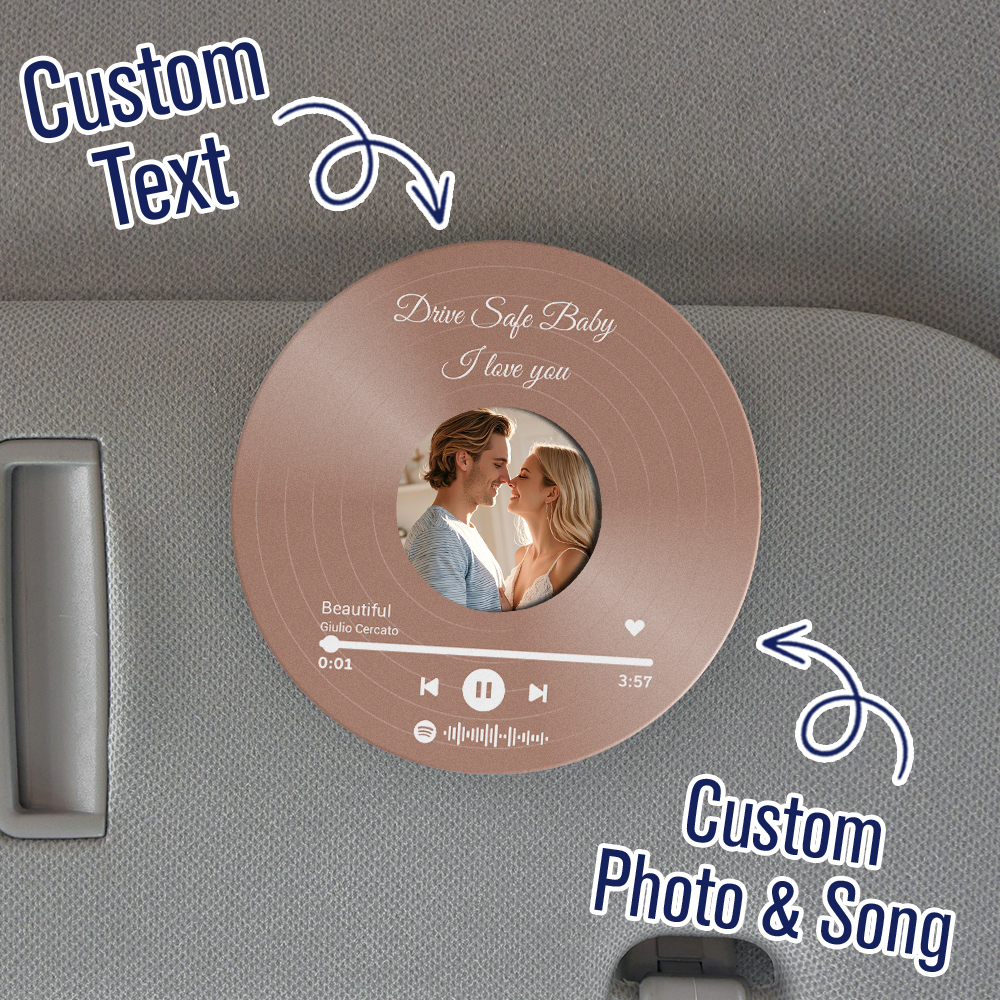 Custom Photo Car Visor Clip Drive Safe Gift for Couples Personalized Car Accessories Gift for Him