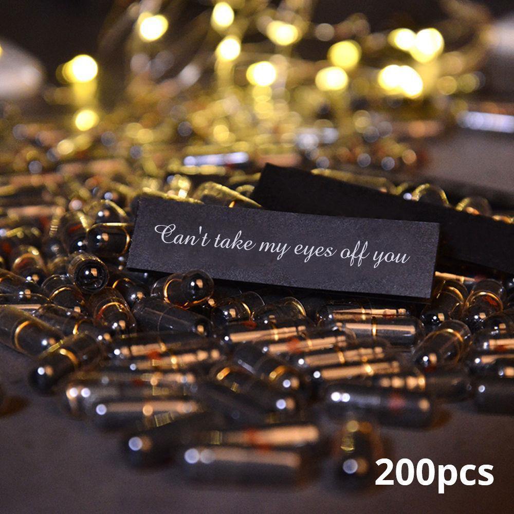 Black 200pcs DIY Lovely Mini Message Capsule Letter - myphotowalletuk