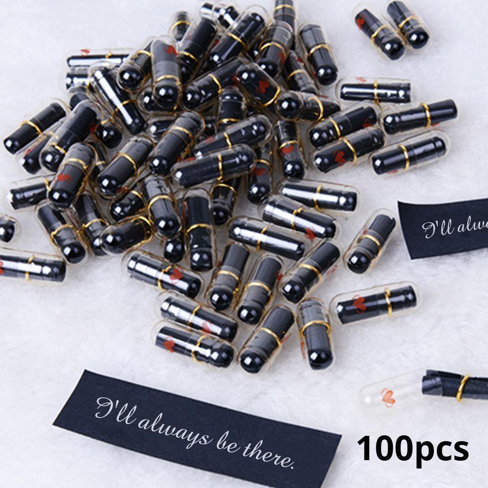 100 Pcs DIY Message in a Bottle Capsule Letter Black - myphotowalletuk