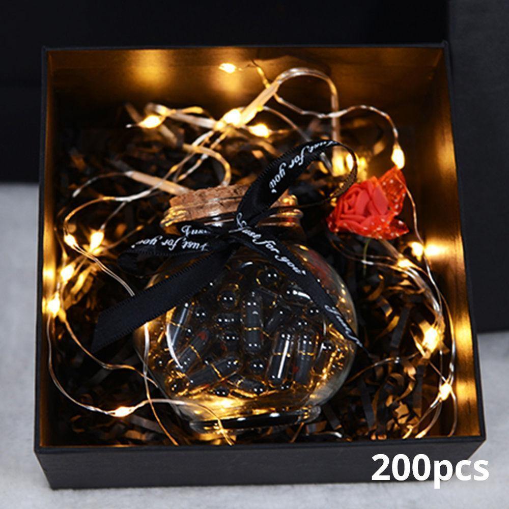 Black 200pcs DIY Lovely MiniMessage Capsule Letter in a Bottole with Box - myphotowalletuk