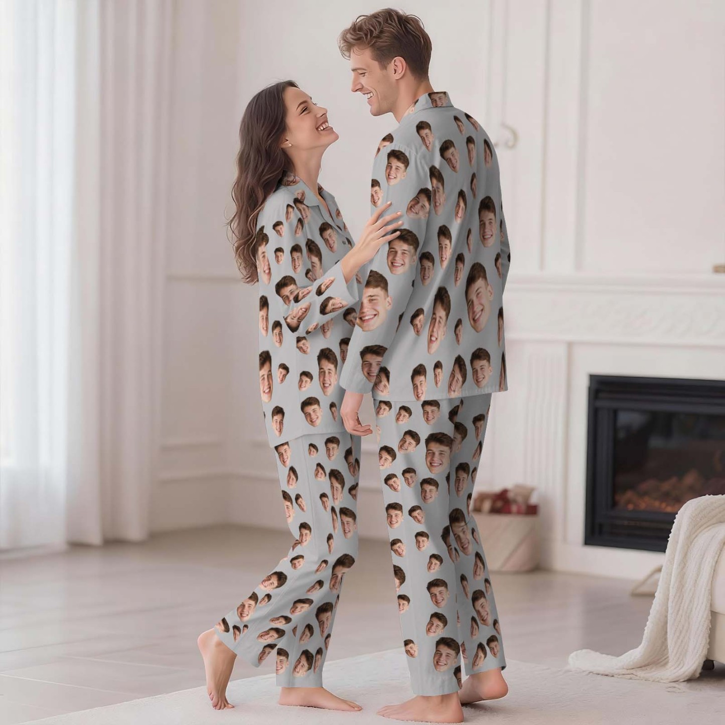 Custom Face Pajama Set,Christmas Pajamas,Personalized Photo Pajamas,Men Women Pajamas Bridal Party Birthday Anniversary Day Gifts,dog gifts - 