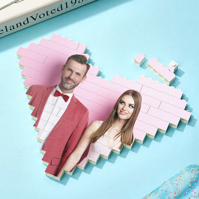 Personalised Building Brick Heart Custom Photo Block Toy Home Decor