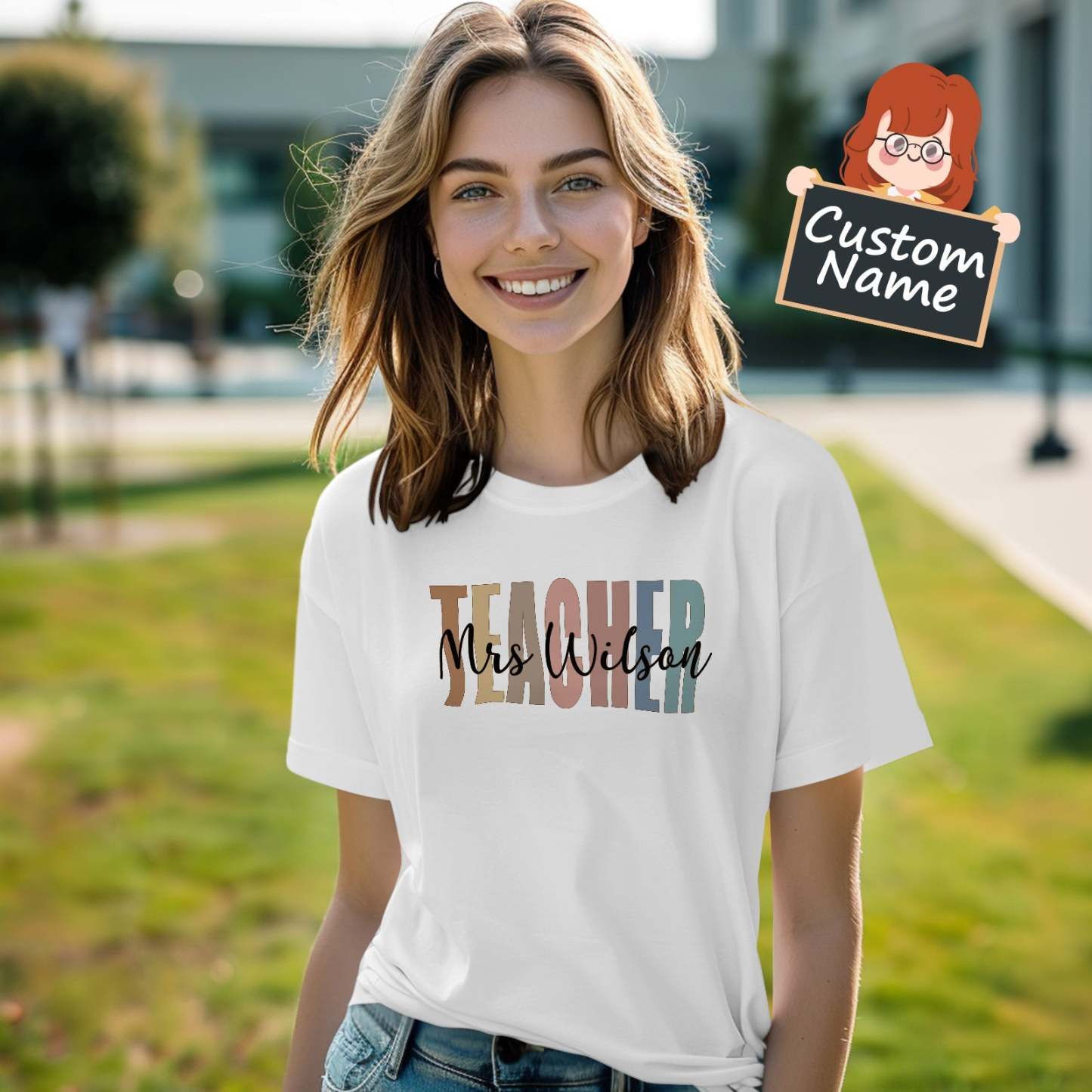 Personalized Teacher T-Shirt Teacher Custom Name Shirt Back to School Gifts - Myphotowallet