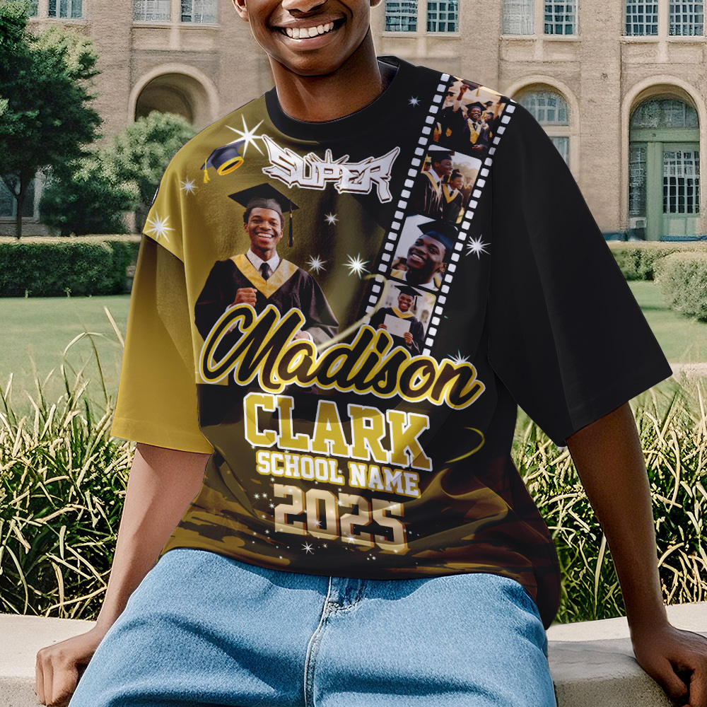 Custom Graduation T-Shirts Personalized All Over Print Shirt with Photo Graduation Party Gift