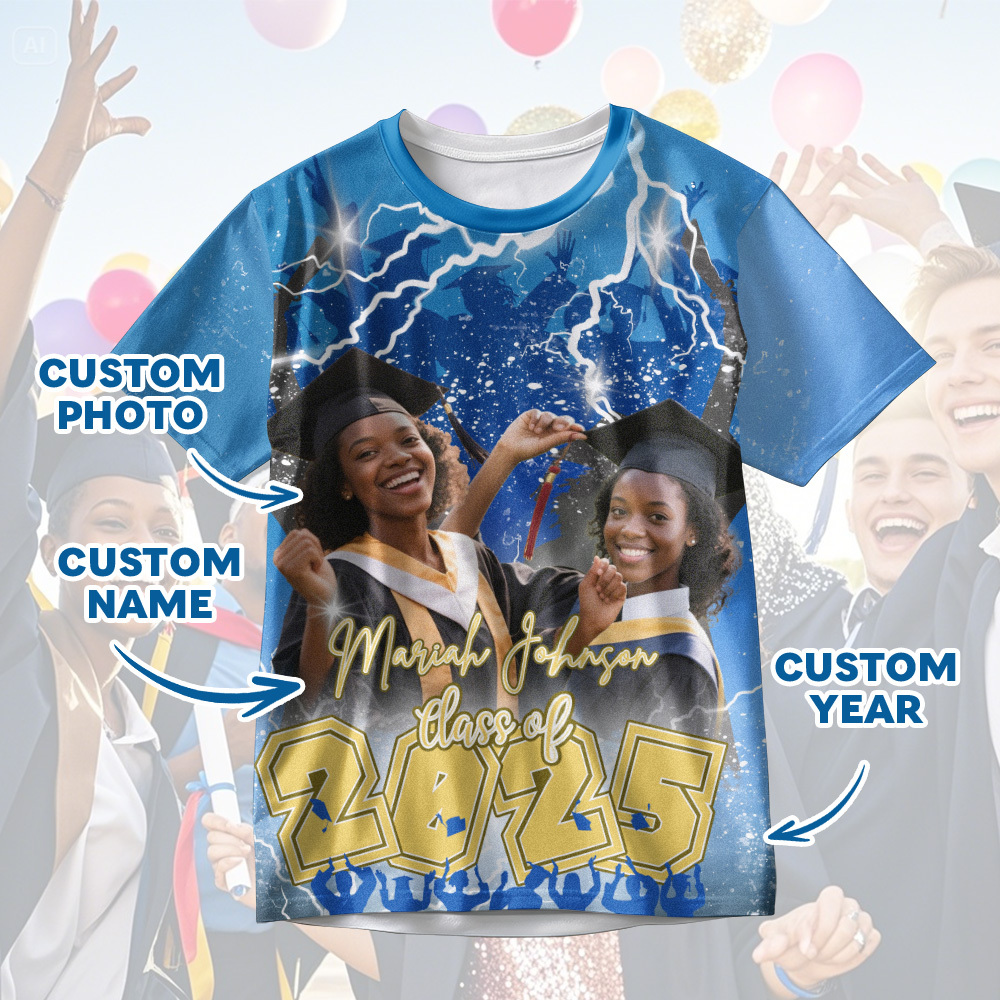 Custom 3D Graduation Shirt Personalised with Name & Year Gift for Her