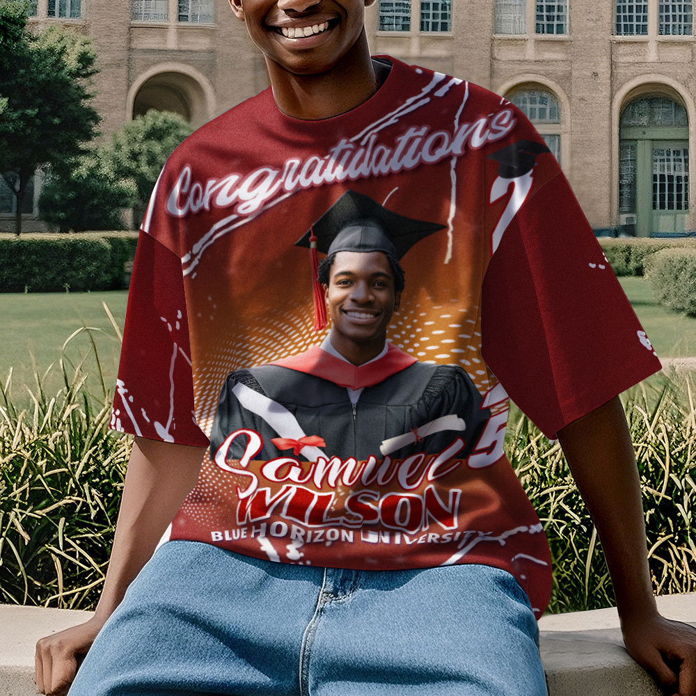 Custom 3D Graduation T-shirt Personalised Name & Year T-shirt Graduation Gift for Him