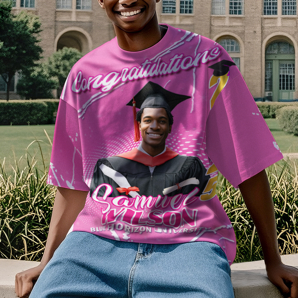 Custom 3D Graduation T-shirt Personalised Name & Year T-shirt Graduation Gift for Him