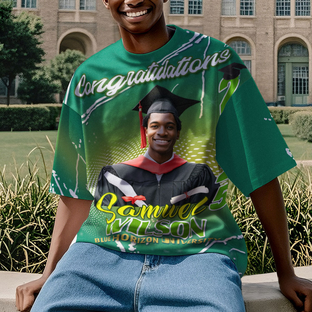 Custom 3D Graduation T-shirt Personalised Name & Year T-shirt Graduation Gift for Him