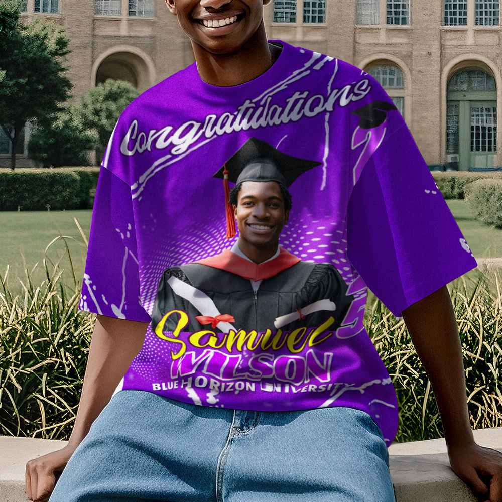 Custom 3D Graduation T-shirt Personalised Name & Year T-shirt Graduation Gift for Him