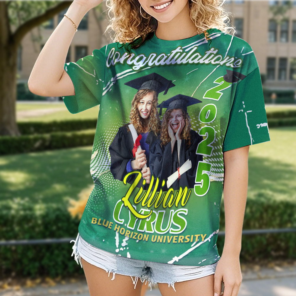 Custom 3D Graduation T-shirt Personalised Name & Year T-shirt Graduation Gift for Him