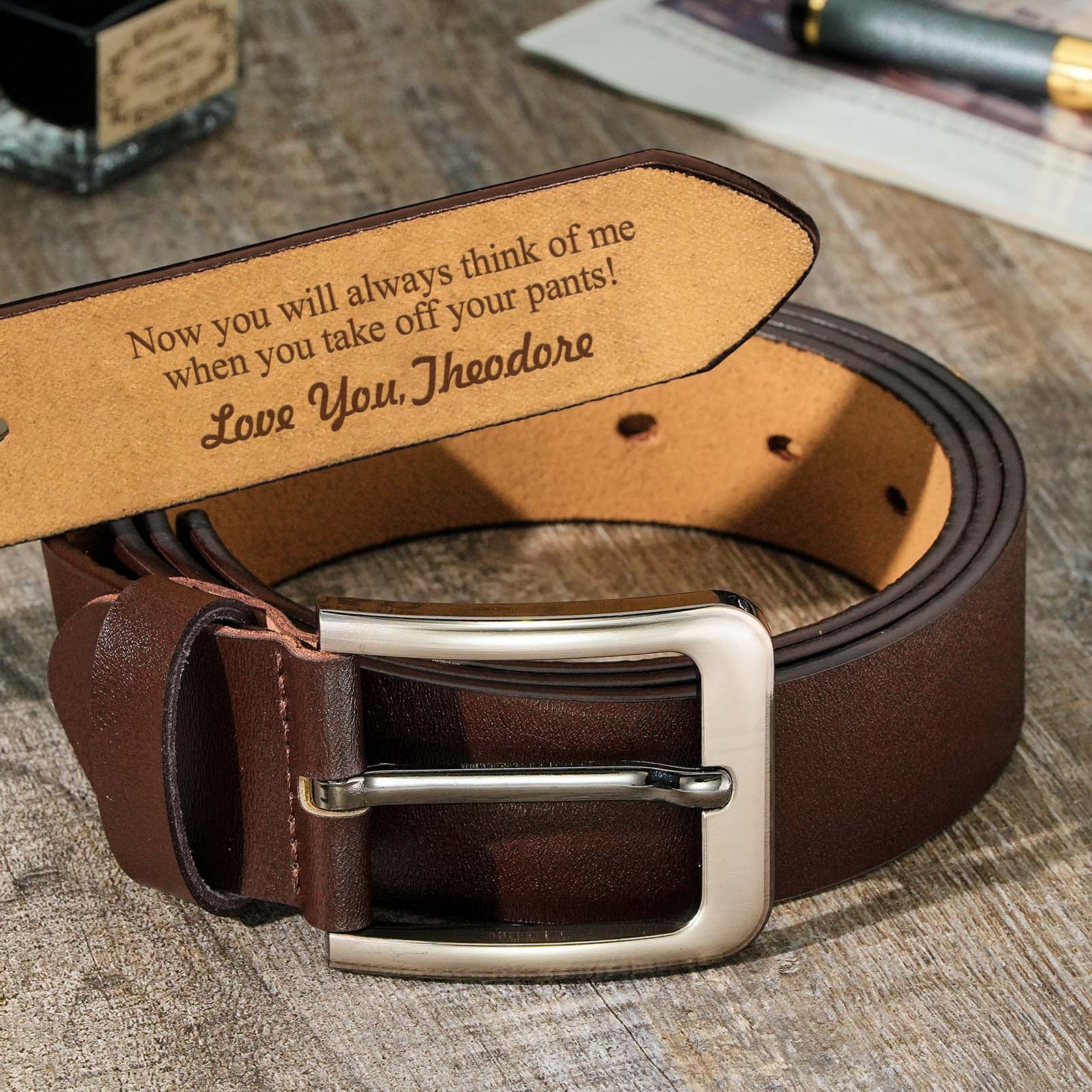 Personalised Belt Gifts for Him Custom Text Engraved Leather Belts
