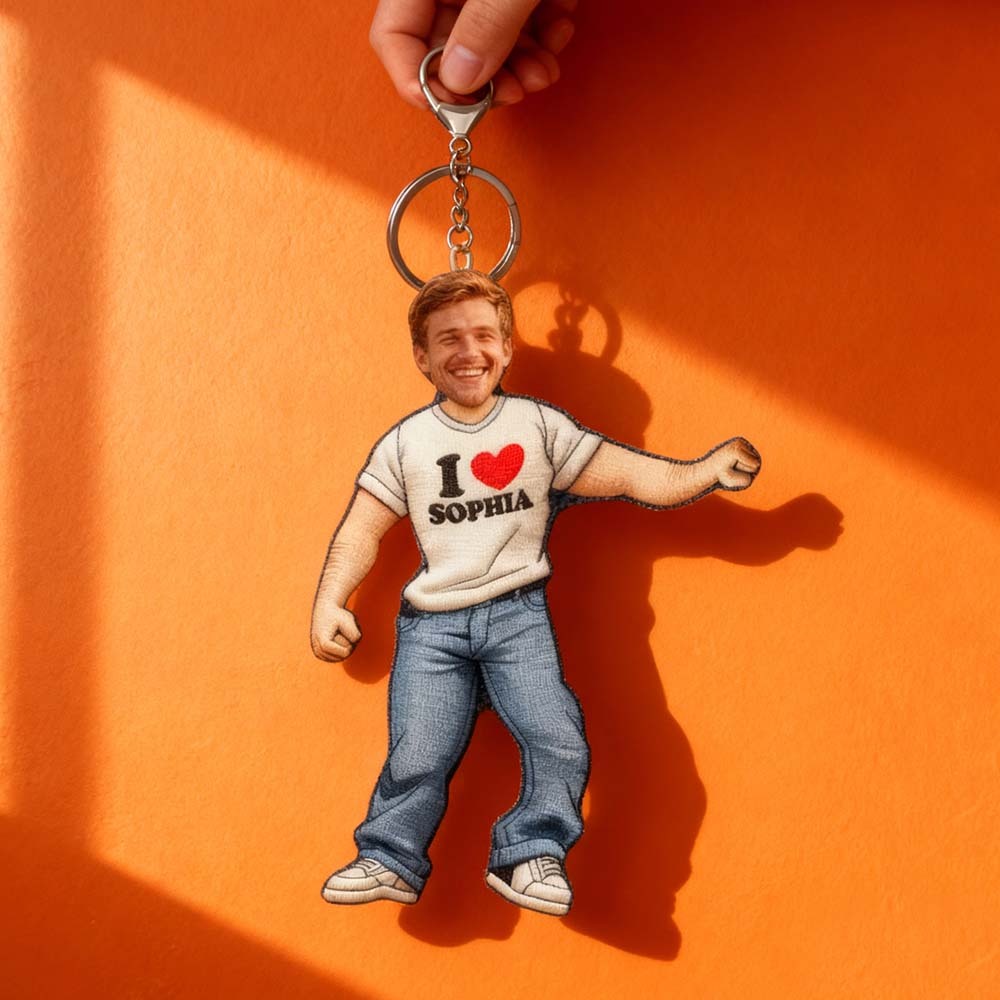 Custom Face Christmas Suit Doll Keychain Personalized Holiday Mini Figure Gift For Him - 