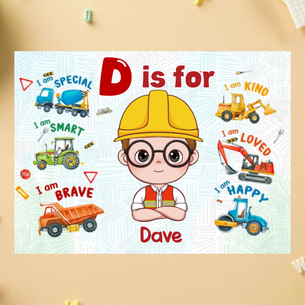 Personalized Photo Jigsaw Puzzle with Construction Machines �?The Perfect Stay-at-Home Gift for Kids - 