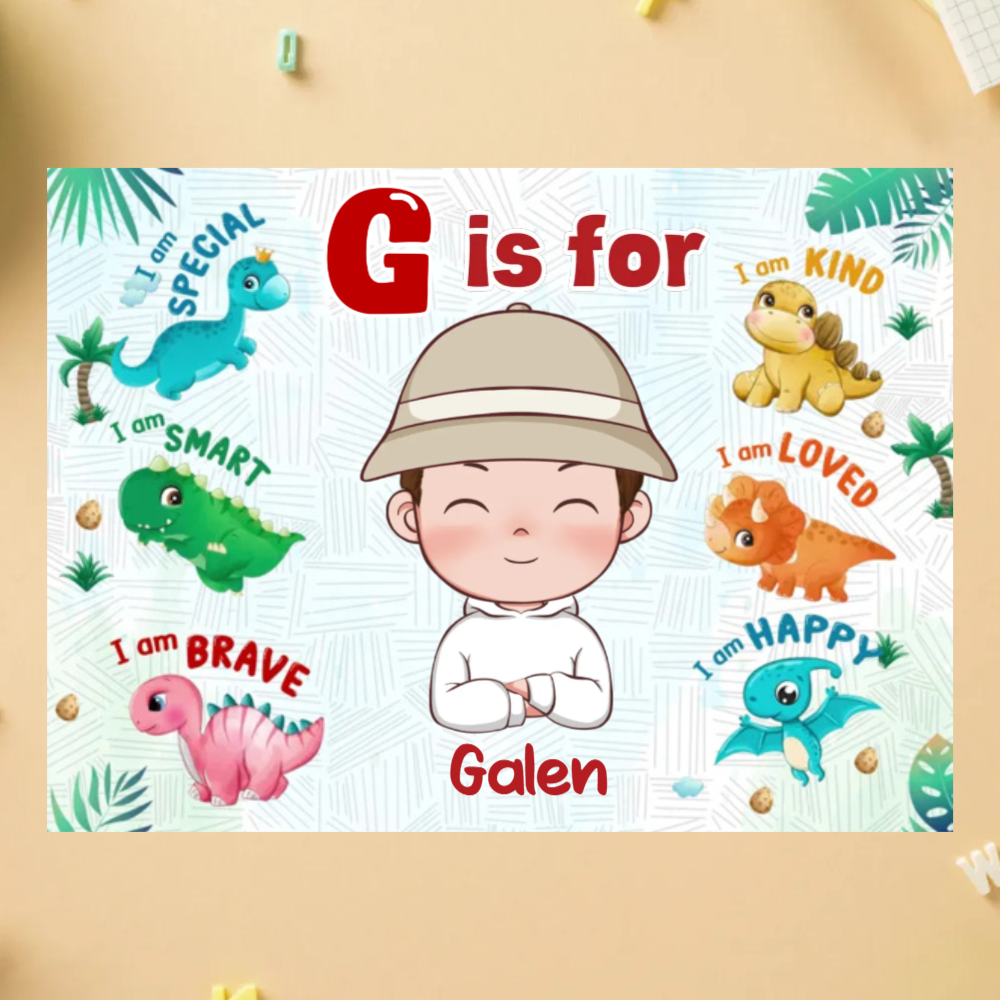Personalized Dinosaur Jigsaw Puzzle - Custom Gift for Kids, Fun Toy with Name , Perfect for Dino-Loving Children - 