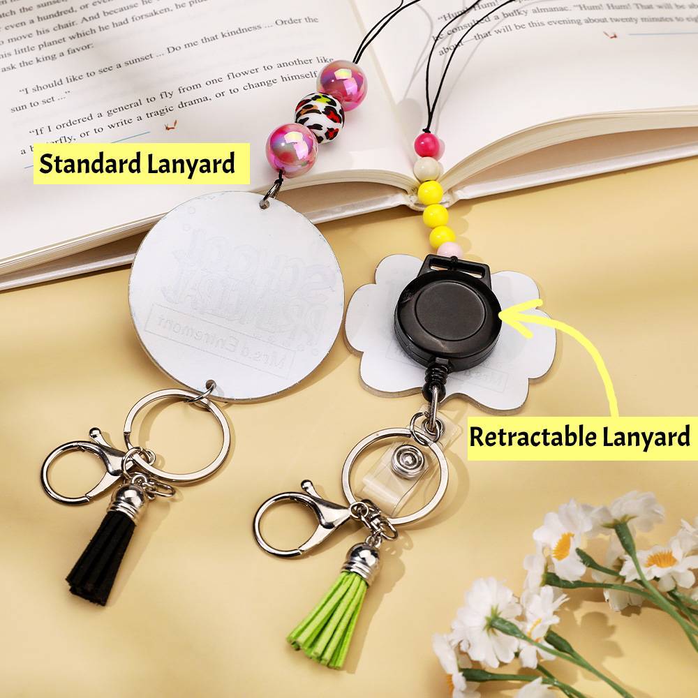 Personalized Glitter Acrylic Beaded Tassel Lanyard with Name Appreciation Graduation Gift for Teacher -