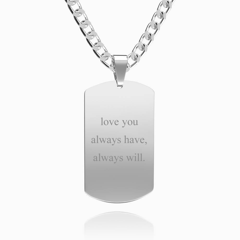 Men's Photo Engraved Tag Necklace With Engraving Stainless Steel
