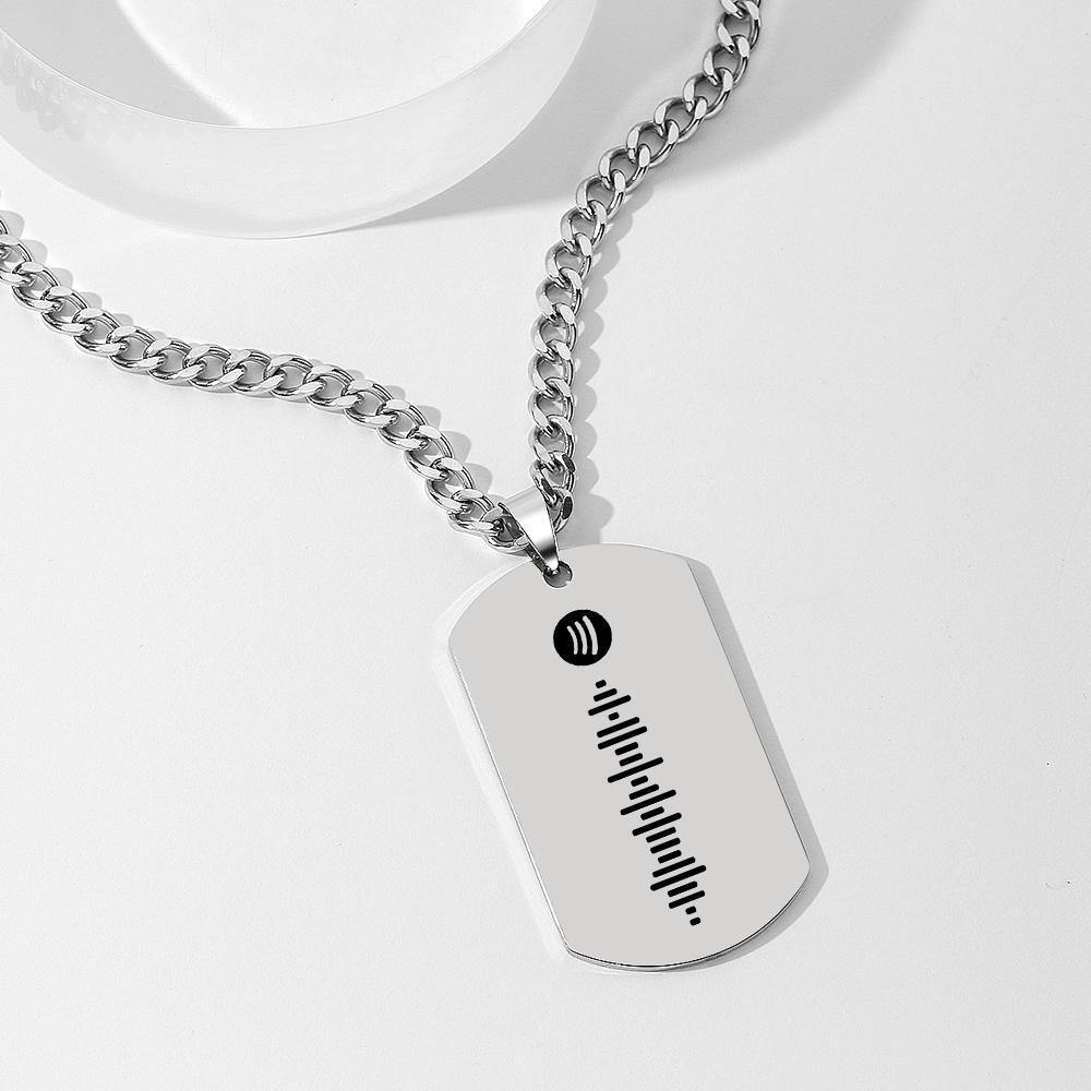 Father's Day Gift - Personalized Music Spotify Scan Code Photo Necklace Stainless Steel Pendant - myphotowalletuk