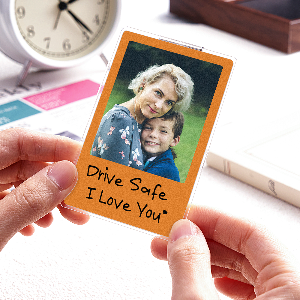 Car Visor Clip with Your Photo - Custom Visor Clip Drive Safe I love you Design - Car Accessories Gifts - 