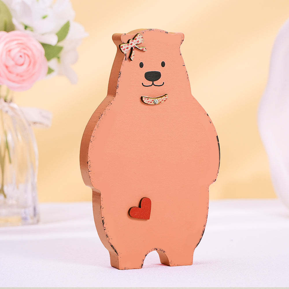 Wooden Couple Bear Home Decor Valentine's Day Gift for Couple - NameNecklace