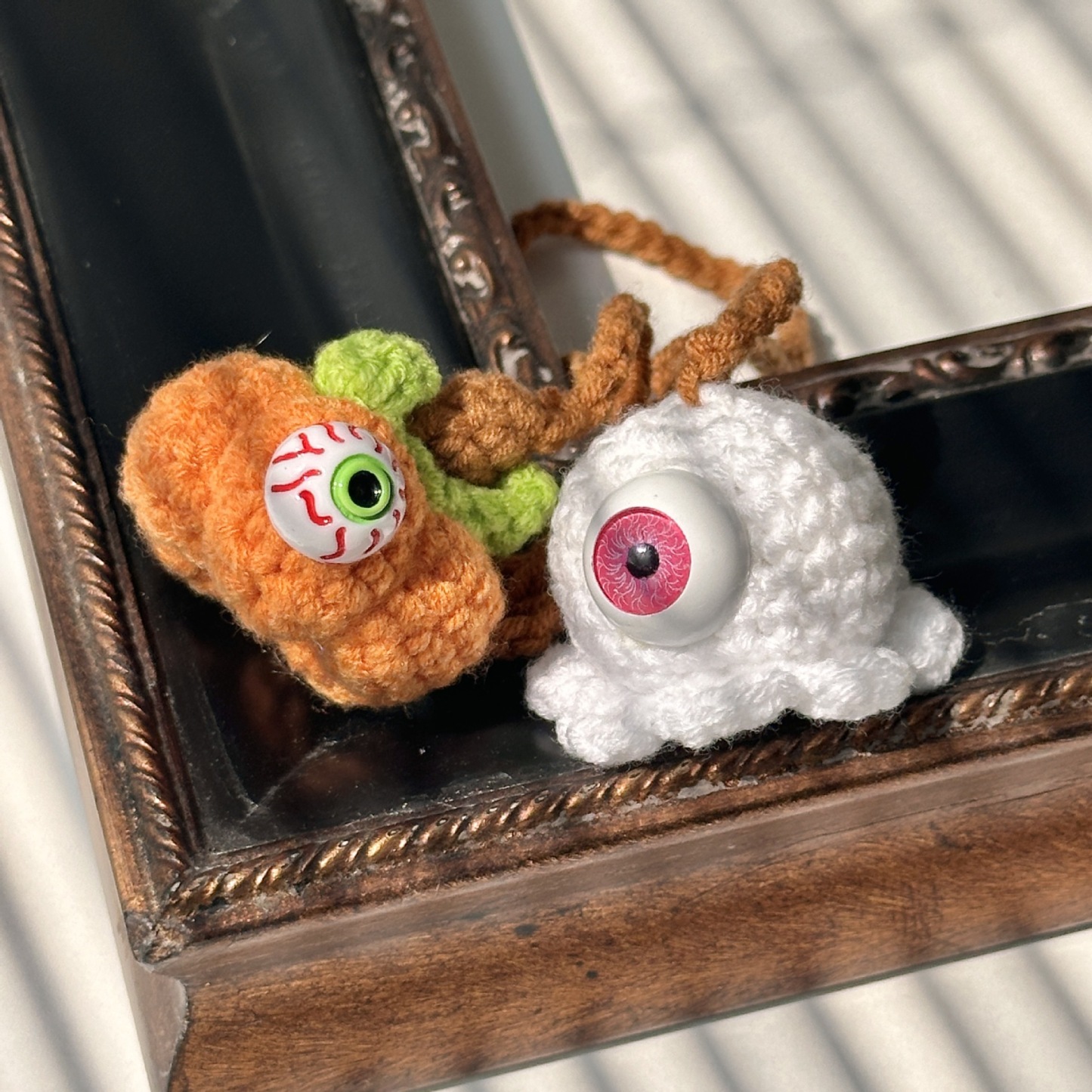 Original Crochet Pumpkin Ghost Ornament - Soft Car Accessory, Creative Auto Gift - 