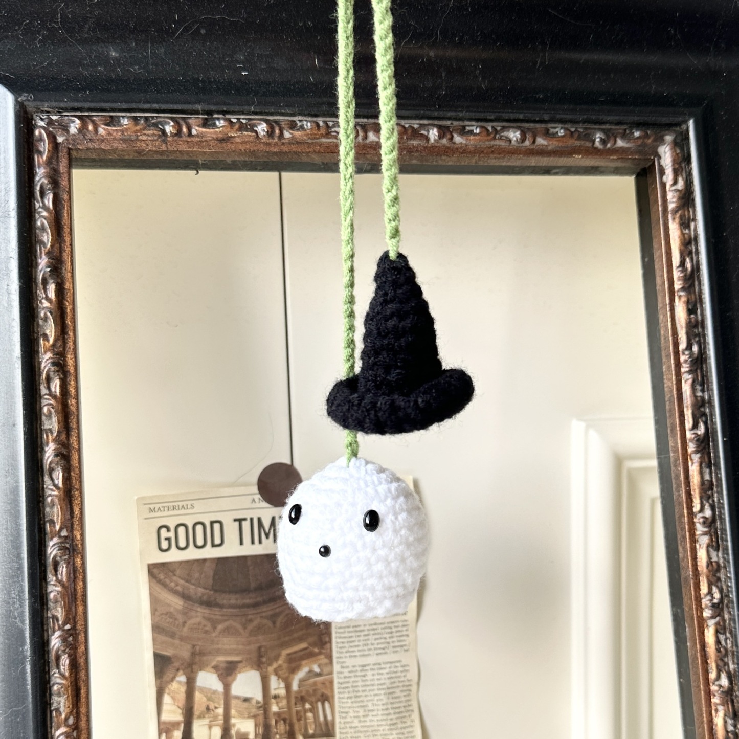 Original Crochet Pumpkin Ghost Ornament - Soft Car Accessory, Creative Auto Gift - 