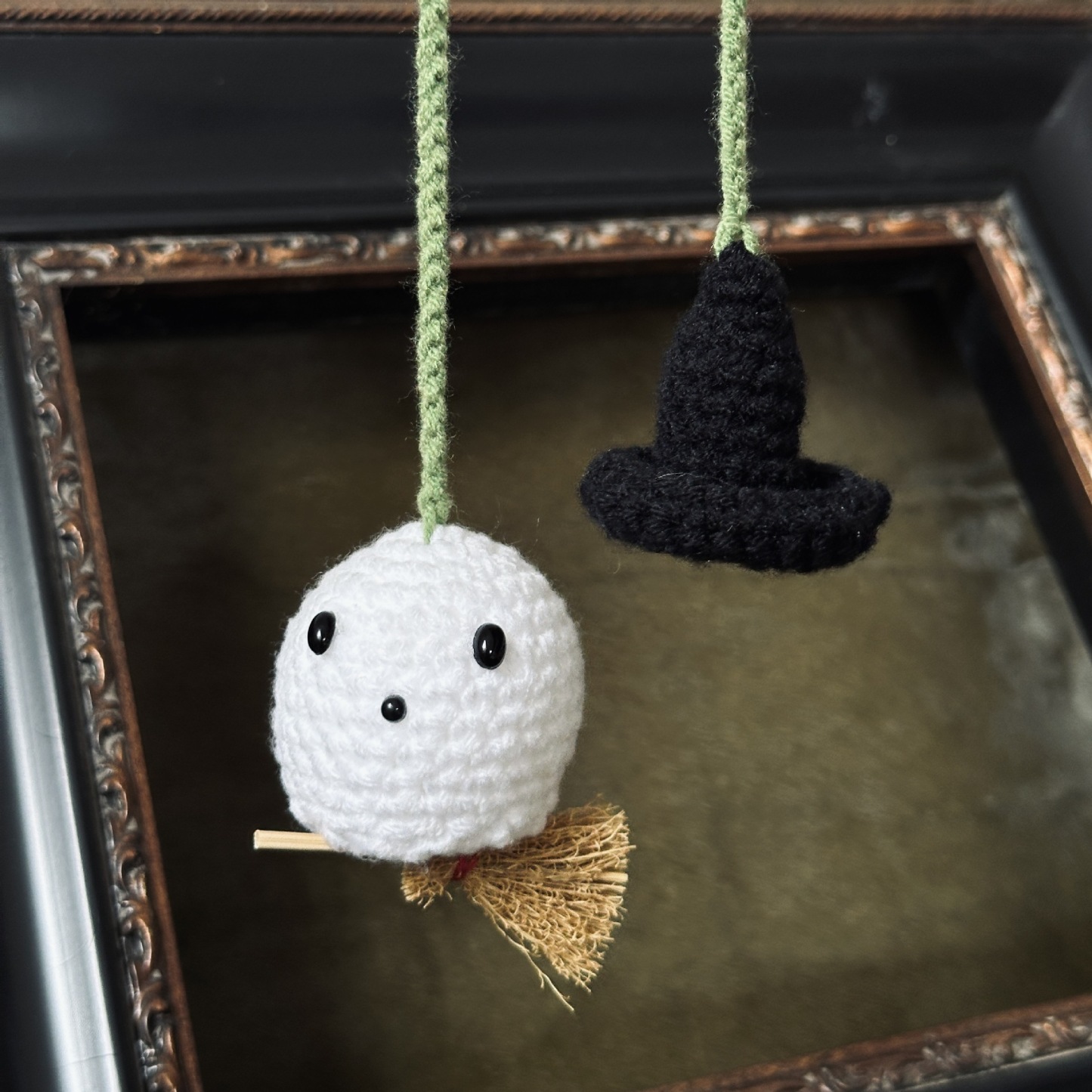 Original Crochet Pumpkin Ghost Ornament - Soft Car Accessory, Creative Auto Gift - 