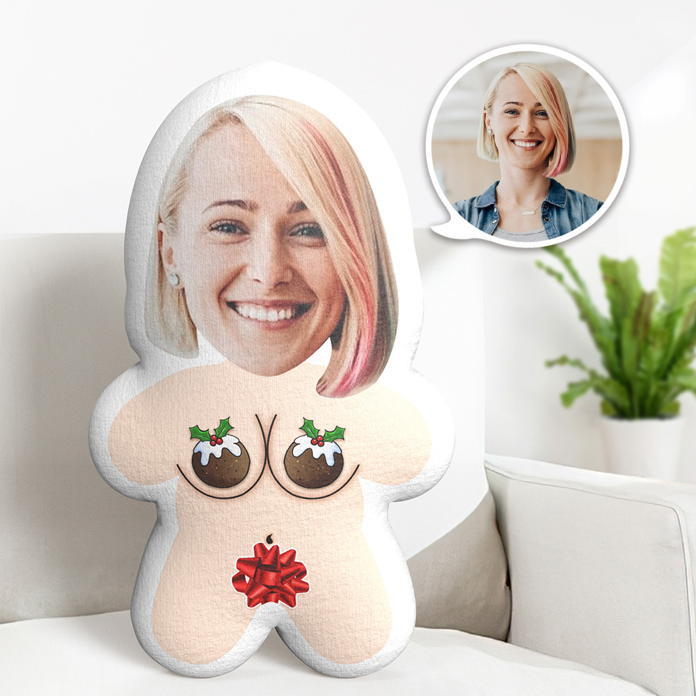 Custom Face Body Pillow Christmas Pudding Naturist Face Pillow Personalized Minime Pillow - MyFaceTshirt