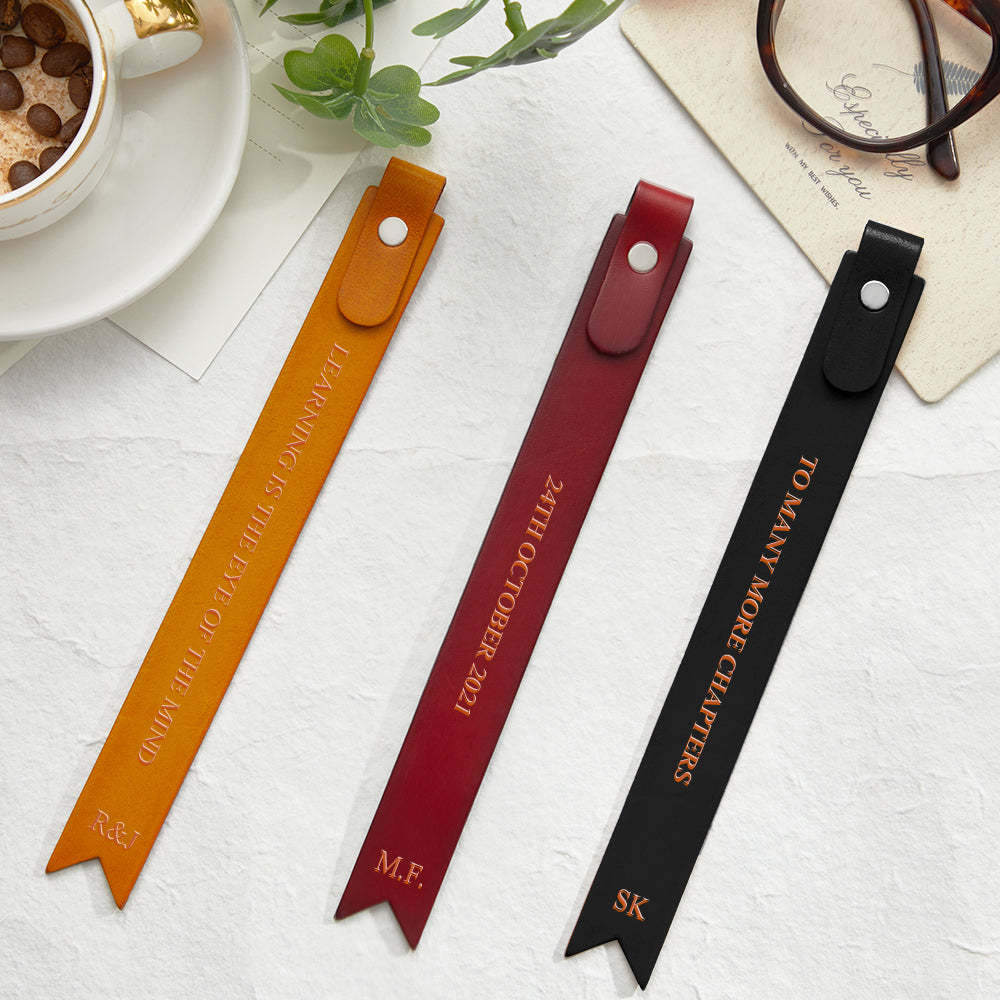 Personalized Leather Bookmark Custom Engraved Vintage Bookmark Anniversary Gift - Myphotowallet