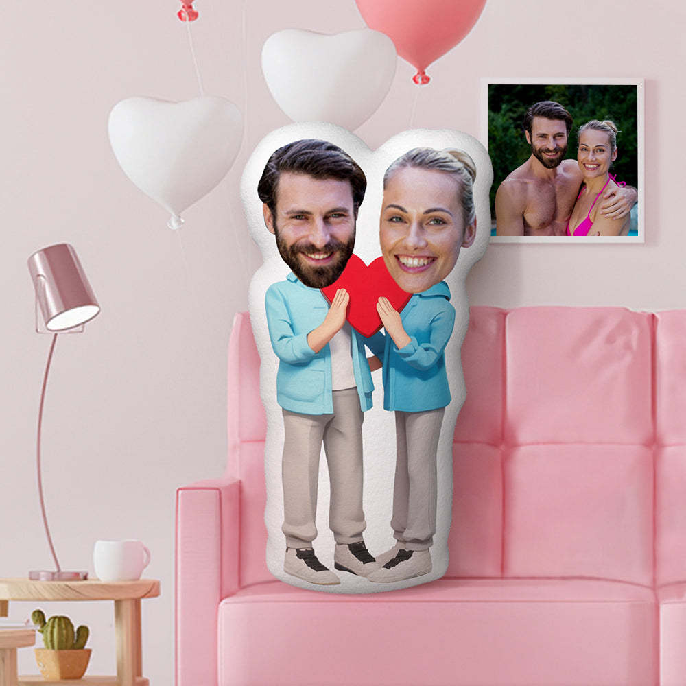 Custom Valentine's Day Gifts Pillow Face Pillow Outfit Love Heart Couple Pillow - Get Photo Blanket