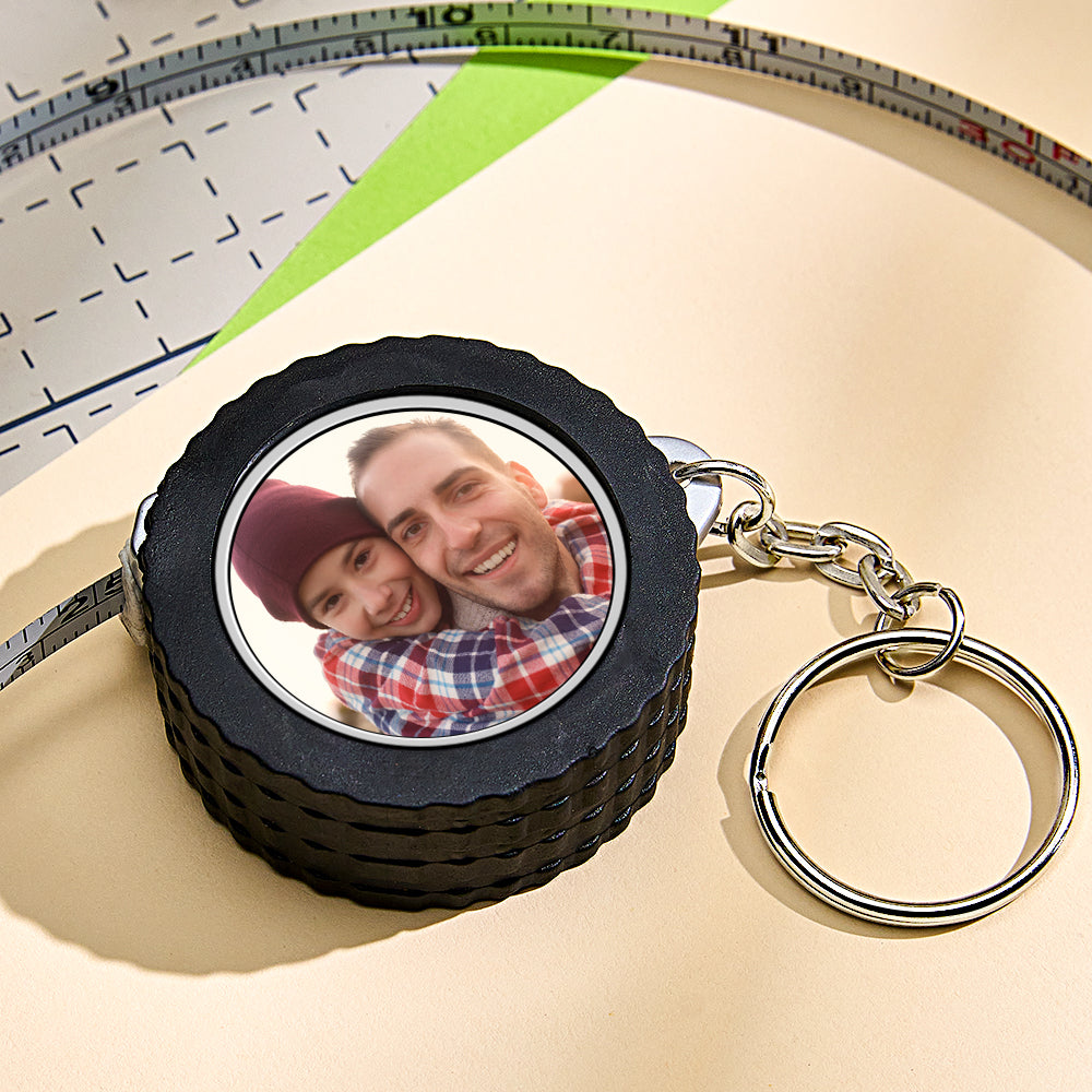 Custom Photo Tape Measure Keychain Gift For Dad Grandpa Personalised Father's Day Gifts