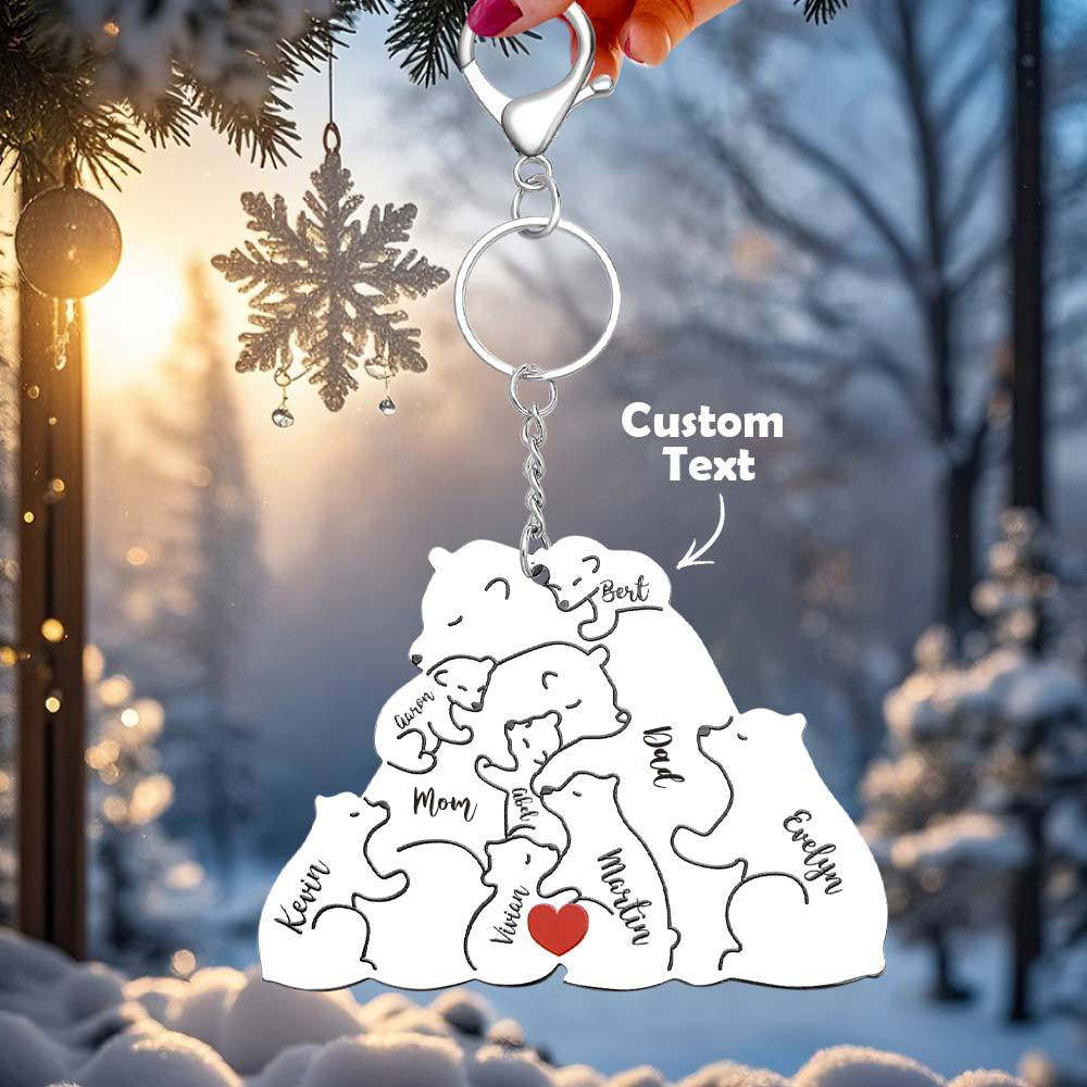 Personalized Engraved Papa Mama Bear Keychain Family Keepsake Gift for Dad Mom -