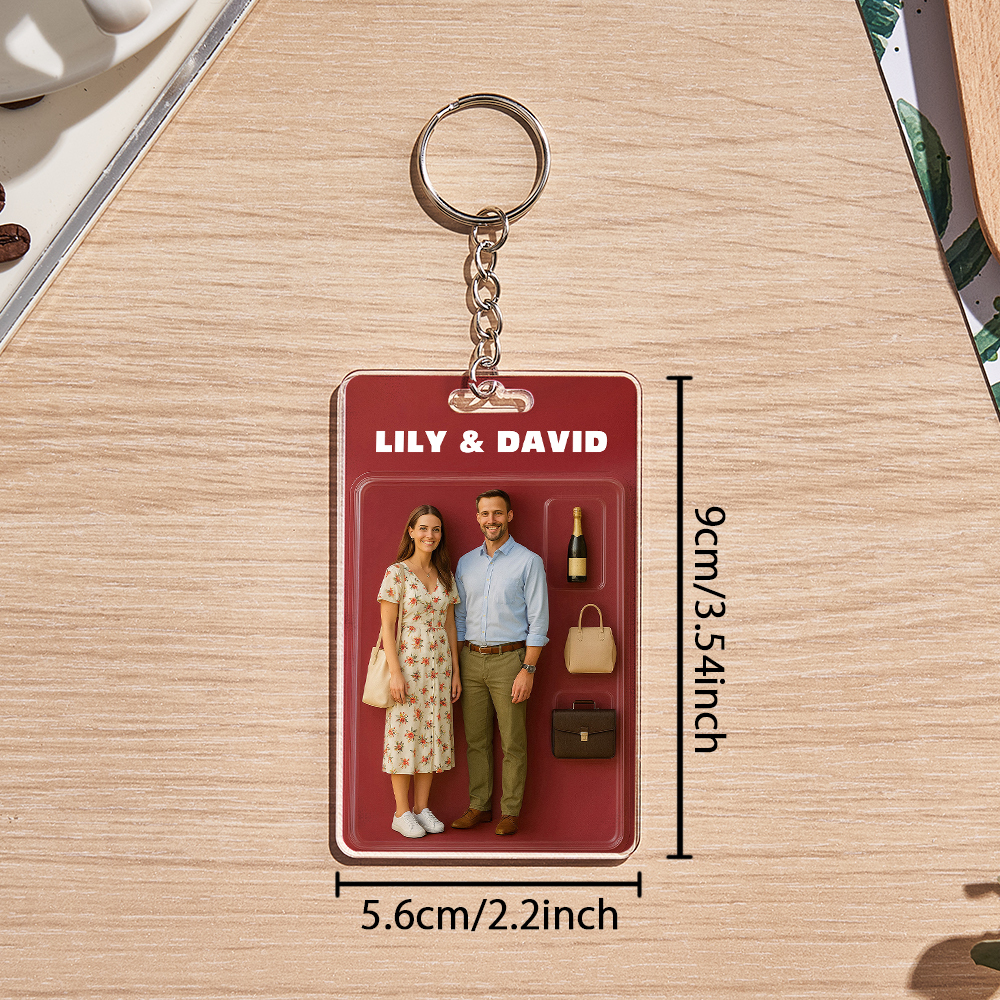 Custom Acrylic Keychains Personalized Couple Keyrings Sweet Anniversary Gift for Mr & Mrs' Matching Set - 