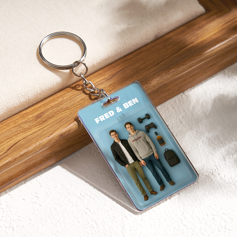 Custom Acrylic Keychains Personalized Couple Keyrings Sweet Anniversary Gift for Mr & Mrs' Matching Set - 