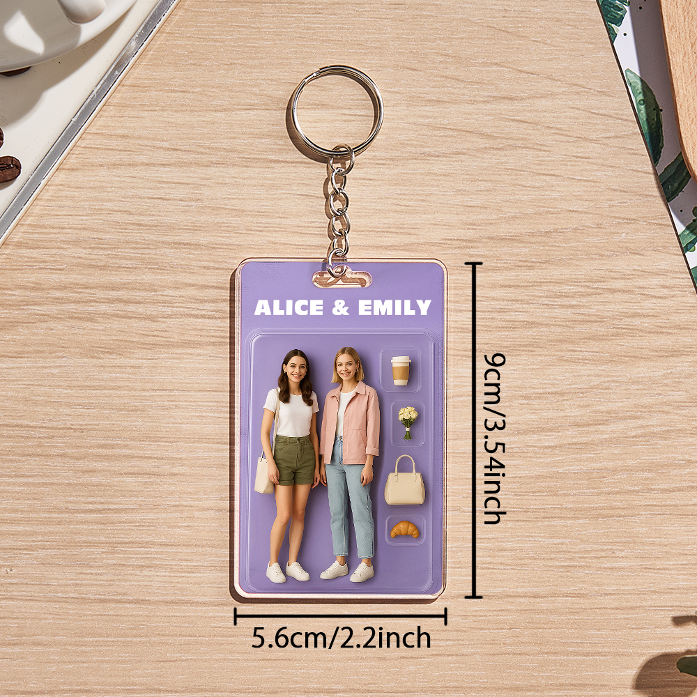 Custom Acrylic Keychains Personalized Couple Keyrings Sweet Anniversary Gift for Mr & Mrs' Matching Set - 